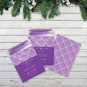 Purple Tartan Christmas Party Invitation