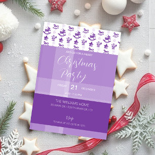 Purple Tartan Christmas Toys Party Invitation