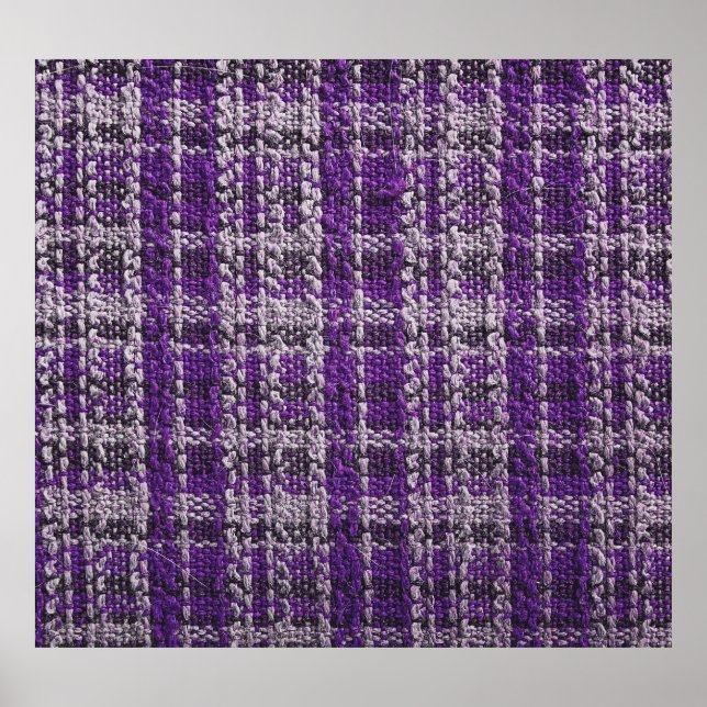 Purple tartan fabric: textured background. poster (Front)