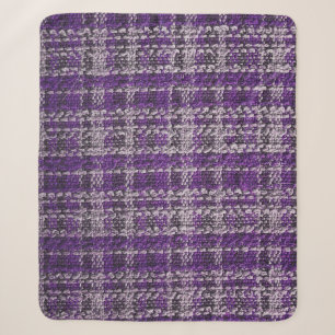 Purple tartan fabric: textured background. sherpa blanket
