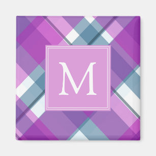 Purple Tartan Monogram Magnet