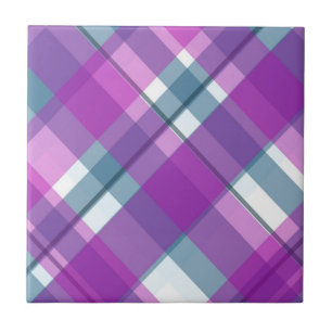 Purple Tartan Pattern Ceramic Tile