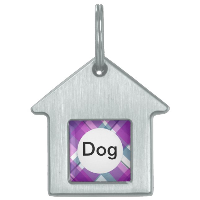 Purple Tartan Pet ID Tag (Front)