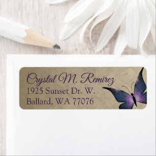 Purple, Taupe Butterfly Return Address Labels