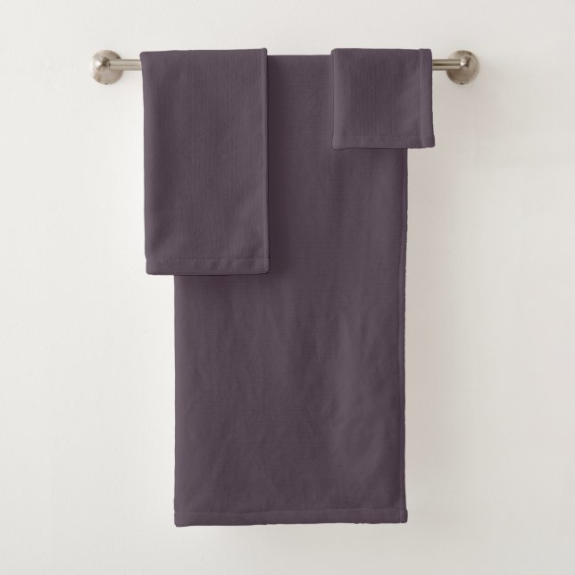 Purple Taupe Solid Colour Bath Towel Set (Insitu)