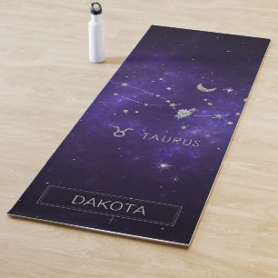 Purple Taurus Zodiac Cosmic Astrology Horoscope Yoga Mat