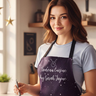 Purple Taurus Zodiac Sign Constellation Apron