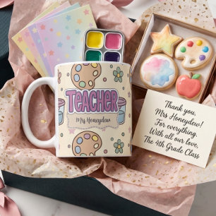 Purple Teacher Art Supplies Pattern  Coffee Mug