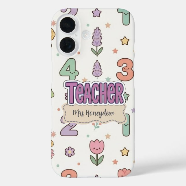 Purple Teacher School Numbers Pattern  Case-Mate iPhone Case (Back)
