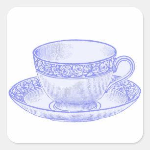 Purple Teacup Square Sticker