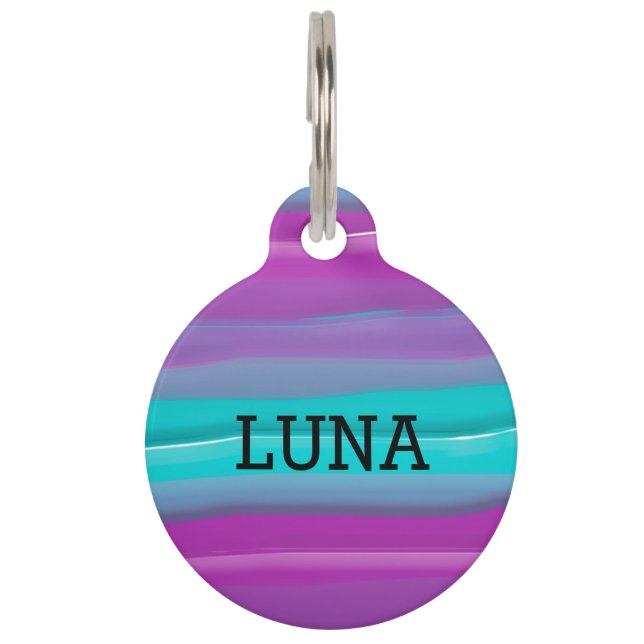 Purple Teal Abstract  Pet Tag (Front)