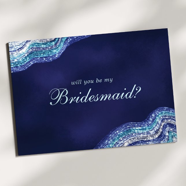 Purple Teal Agate Geode Will You Be My Bridesmaid Invitation (Creator Uploaded)