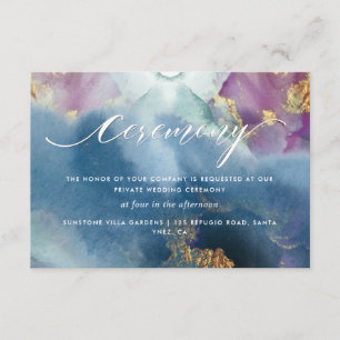 Purple, Teal and Blue Watercolor Ceremony Details Enclosure Card