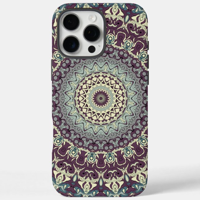 Purple Teal and Cream Mandala Pattern Case-Mate iPhone Case (Back)