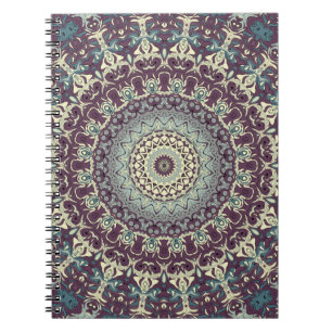 Purple Teal and Cream Mandala Pattern Notebook