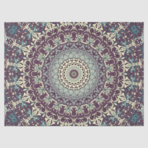 Purple Teal and Cream Mandala Pattern Tissue Paper