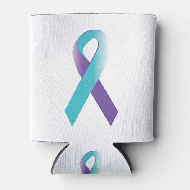Purple & Teal Awareness Ribbon Can Cooler (Front)