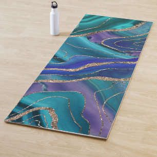Purple Teal Blue Galaxy Nebula Agate Glitter #1 Yoga Mat