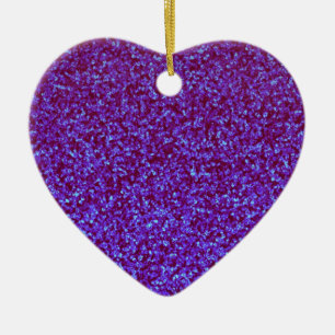 Purple teal blue glitter combo heart ornament