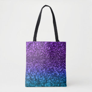 Purple Teal Blue Ombre Glitter Bokeh Tote Bag