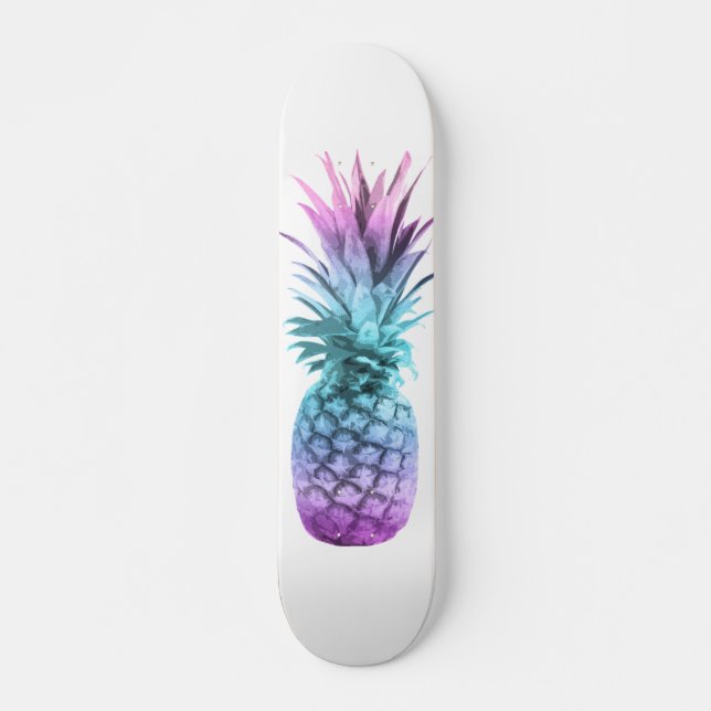 Purple Teal Blue Pineapple Skateboard (Front)