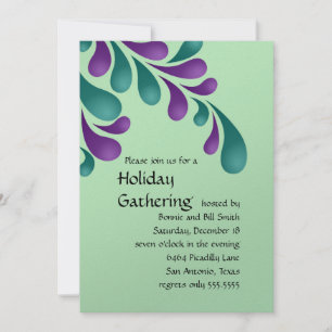 Purple & Teal Bold Plume Holiday Party Invitation