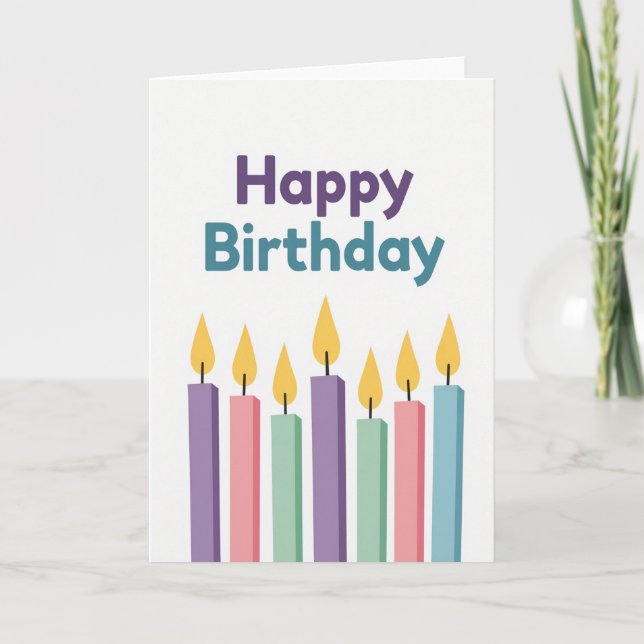 Purple Teal Candle Birthday Card (Front)