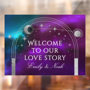Purple Teal Celestial Love Story Wedding Welcome