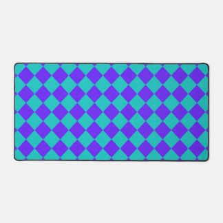 Purple Teal Chequered Diamond Pattern Desk Mat