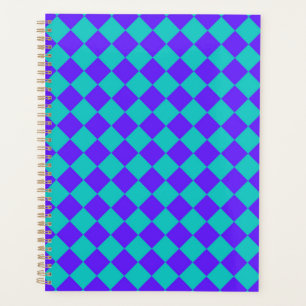 Purple Teal Chequered Diamond Pattern Planner