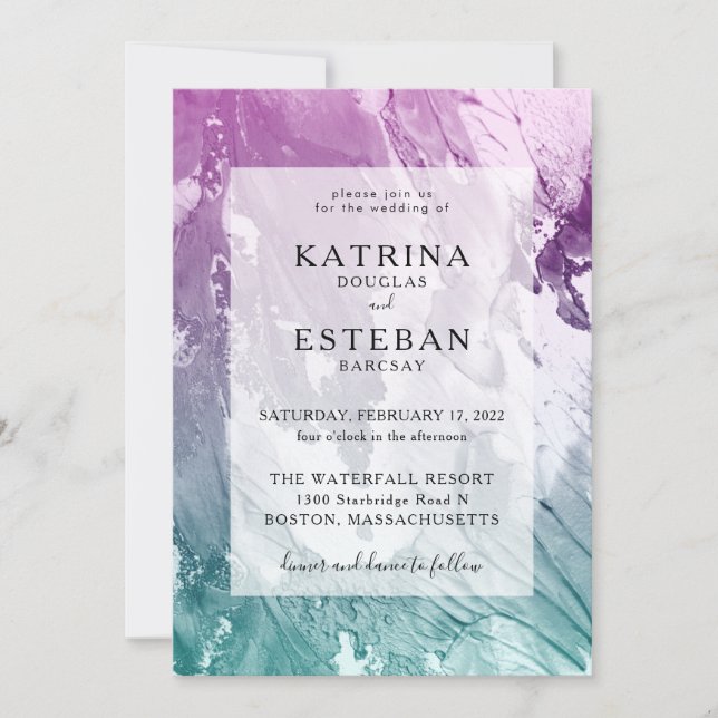 Purple Teal Elegant Wedding Invitation (Front)