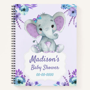 Purple  Teal Elephant Hues Book Baby Shower Rustic