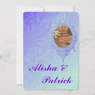 Purple Teal Formal Wedding Invitation Announcement