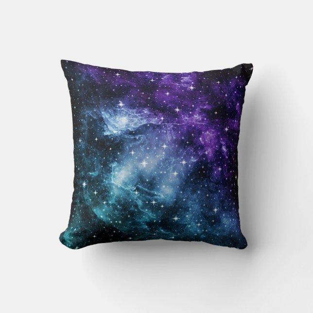 Purple Teal Galaxy Nebula Dream #1 Cushion (Front)
