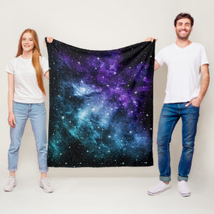 Purple Teal Galaxy Nebula Dream #1 Fleece Blanket
