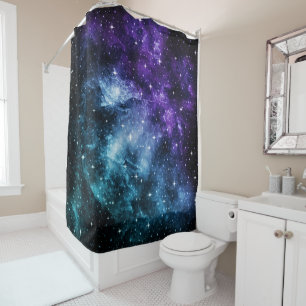 Purple Teal Galaxy Nebula Dream #1 Shower Curtain