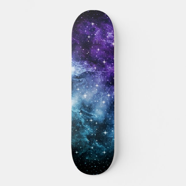 Purple Teal Galaxy Nebula Dream #1 Skateboard (Front)