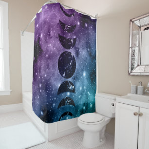 Purple Teal Galaxy Nebula Dream Moon Phases #1 Shower Curtain