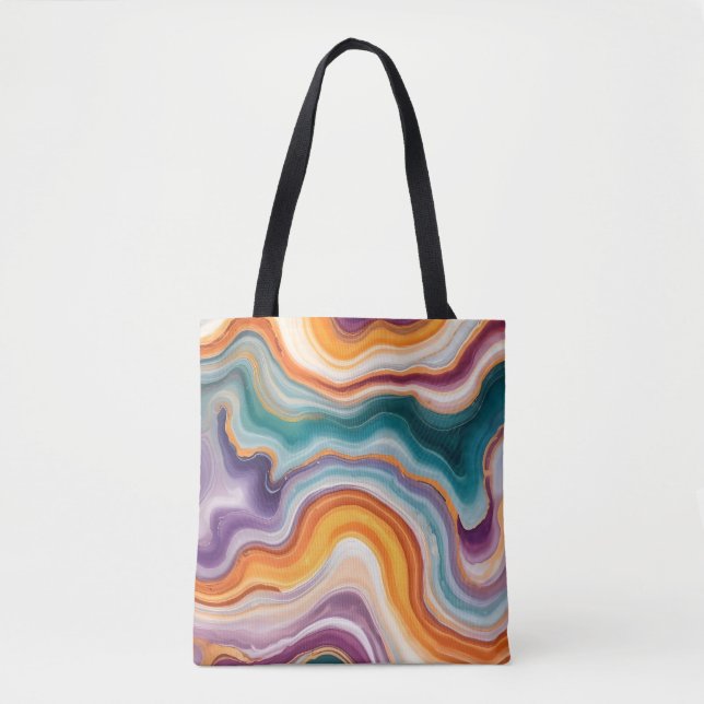 Purple, Teal & Gold Agate Tote Bag (Front)