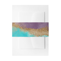 Purple, Teal & Gold Glitter Wedding Stationary