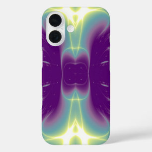 PURPLE TEAL GREEN LIGHT WAVES iPhone 16 CASE
