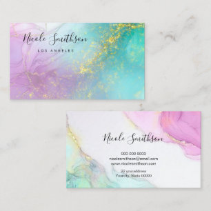 purple teal ink business card