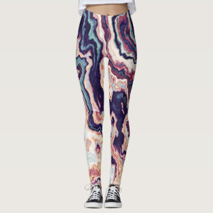 Purple Teal Marble Geode Fusion Leggings