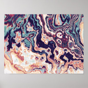 Purple Teal Marble Geode Fusion Poster