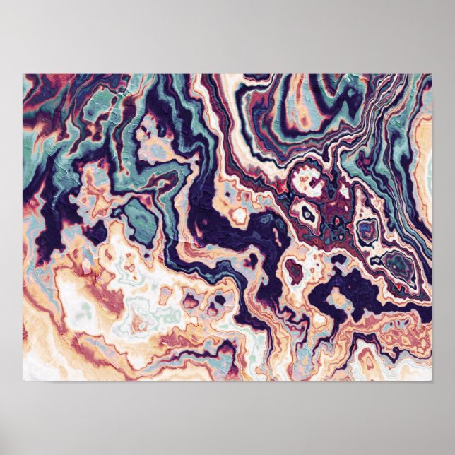 Purple Teal Marble Geode Fusion Poster (Front)