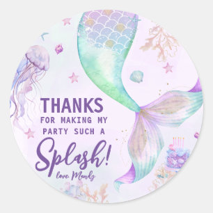 Purple Teal Mermaid Thank You Classic Round Sticker