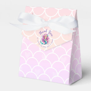 Purple Teal Mermaid Watercolor Thank You Favor Favour Box