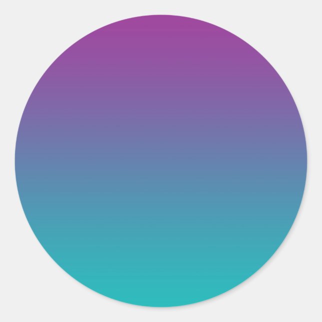 Purple & Teal Ombre Classic Round Sticker (Front)