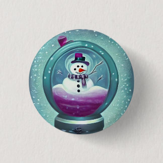 Purple Teal Painted Snow Globe 3 Cm Round Badge