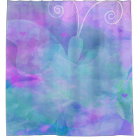 Purple Teal Pastel Watercolor Art Butterfly